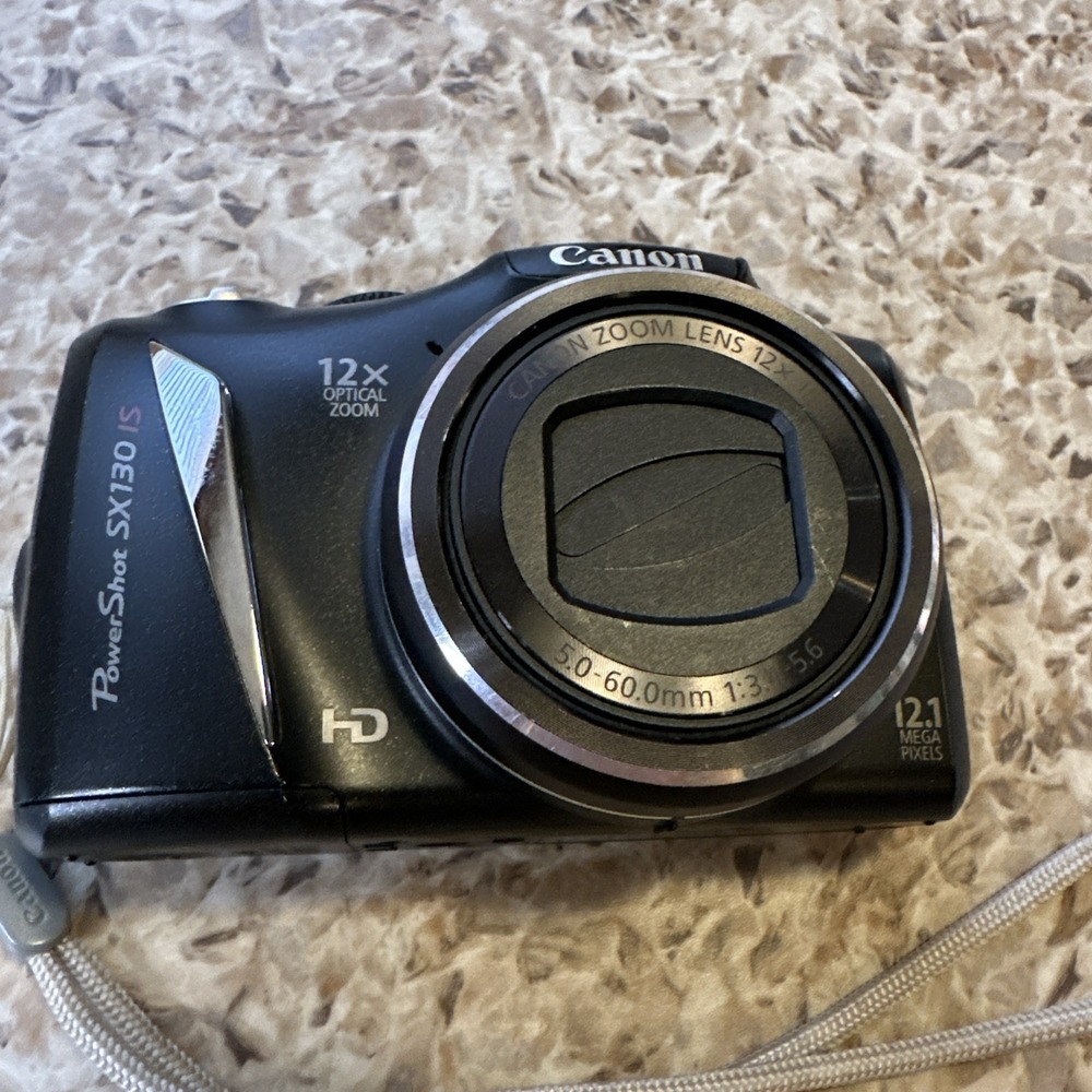 Canon PowerShot SX130 IS 12.1MP Digital Camera Black PC1562 Works